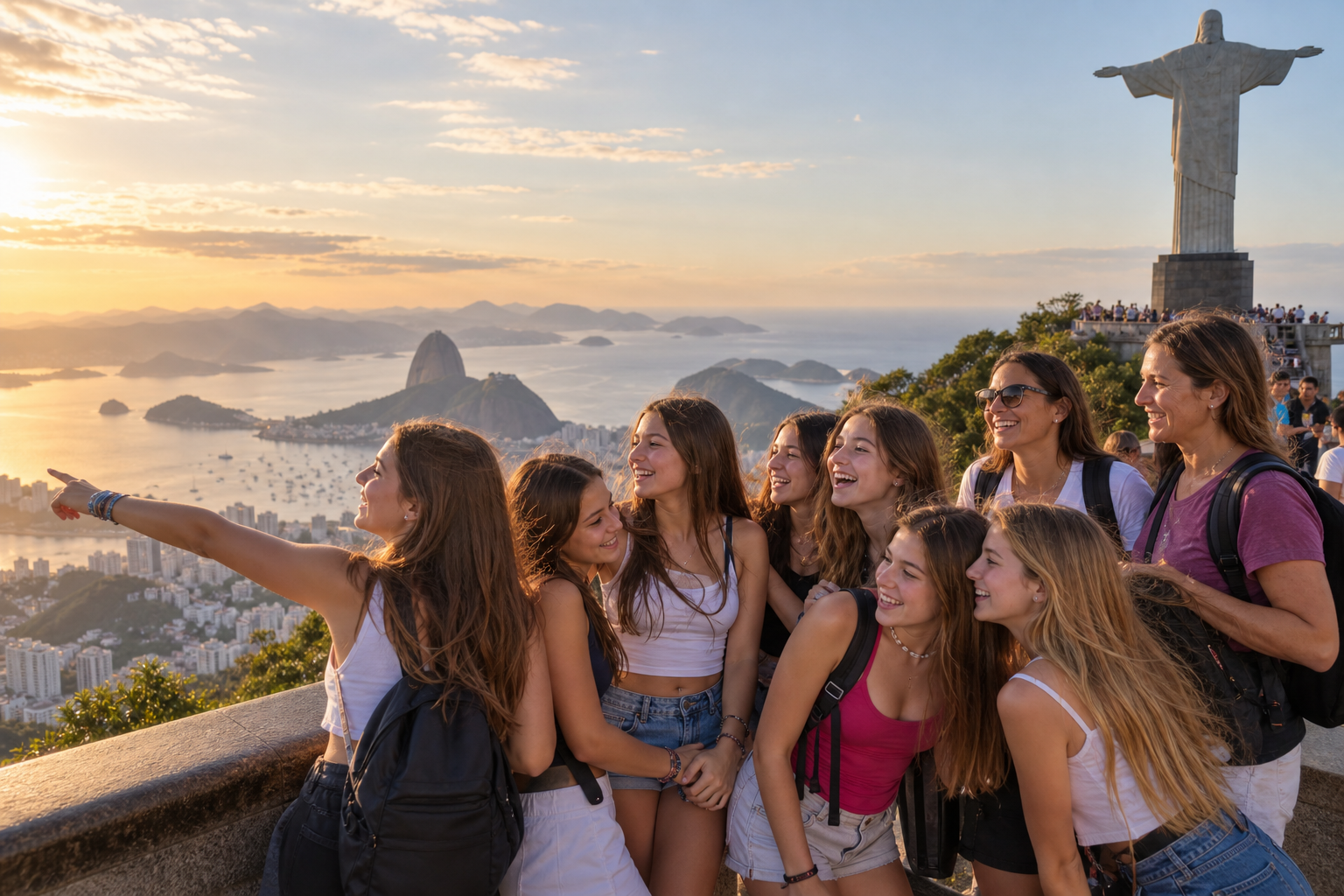 Grupo frente al Cristo Redentor