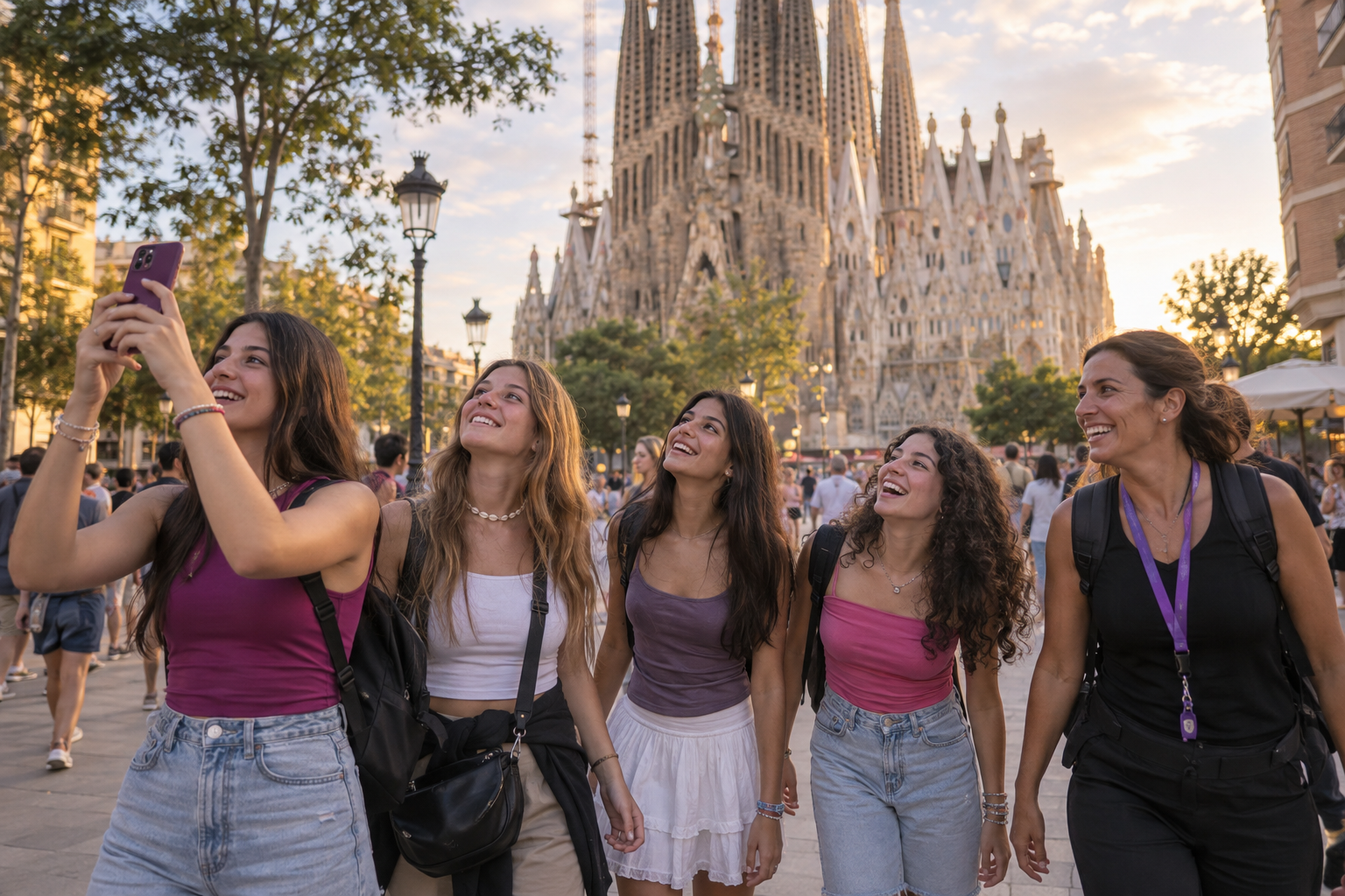 Grupo Be Fun durante el recorrido por la Sagrada Família